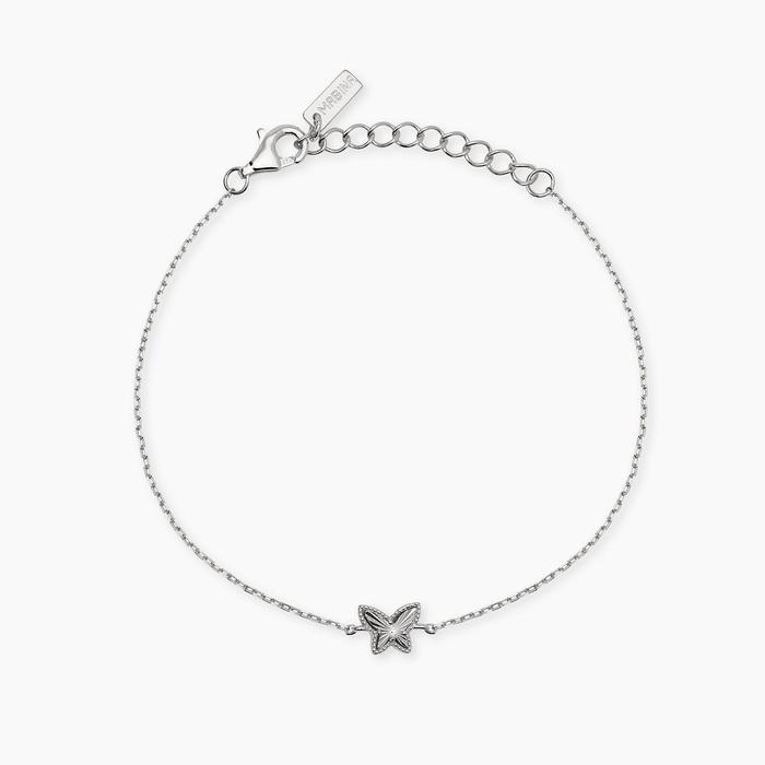Bracciale in argento con catena forzatina e farfalla VOILÀ