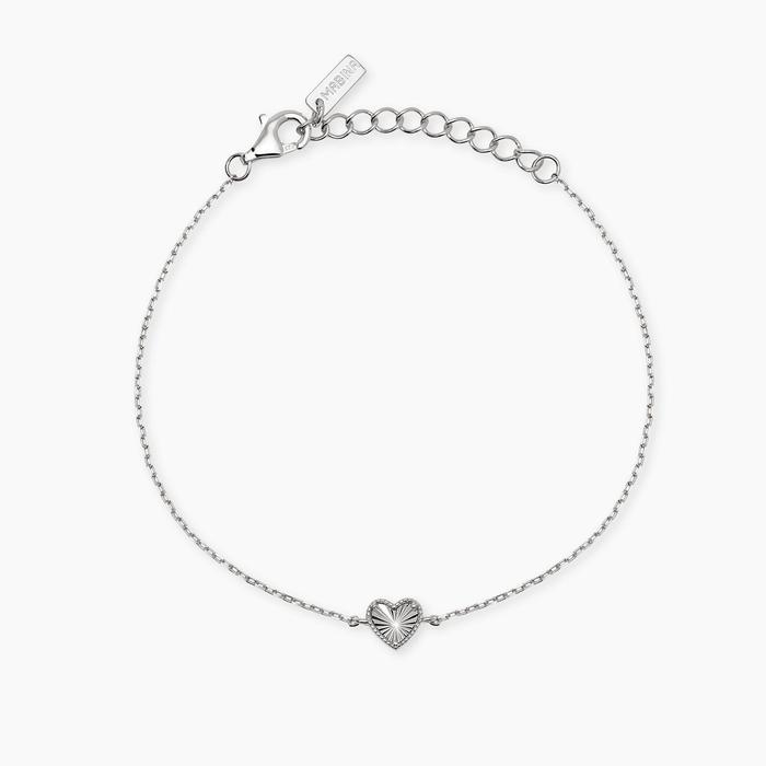 Bracciale in argento con catena forzatina e cuore VOILÀ