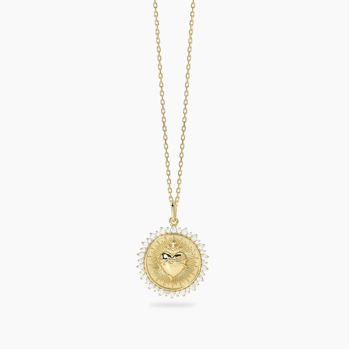 Girocollo in argento dorato con ciondolo Sacro Cuore DIVINO