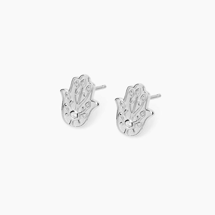 Orecchini a lobo in argento con mano di Fatima POSITIVE ENERGY