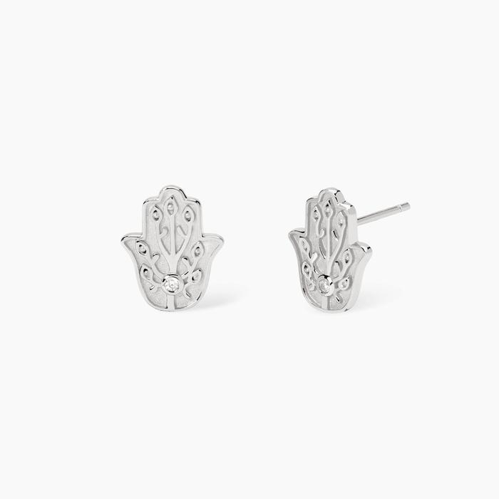 Orecchini a lobo in argento con mano di Fatima POSITIVE ENERGY
