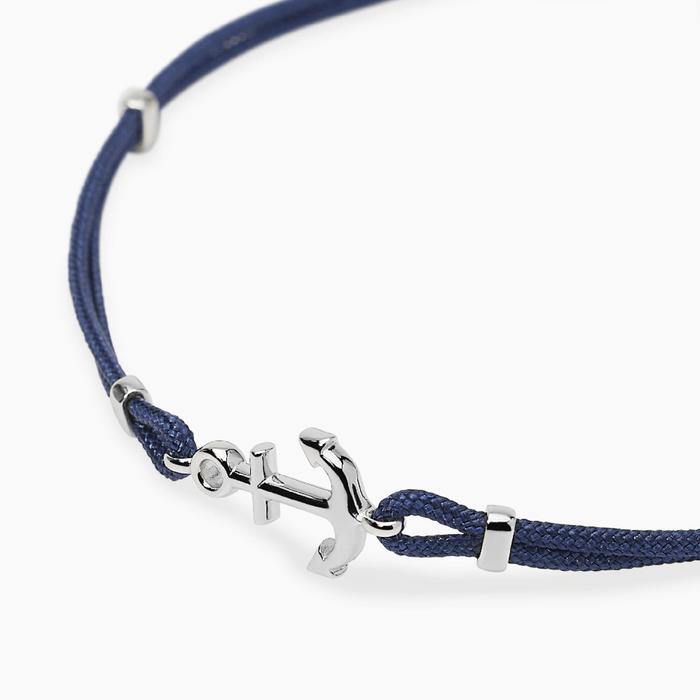 Bracciale da uomo in nylon con ancora in argento NAVY RULE