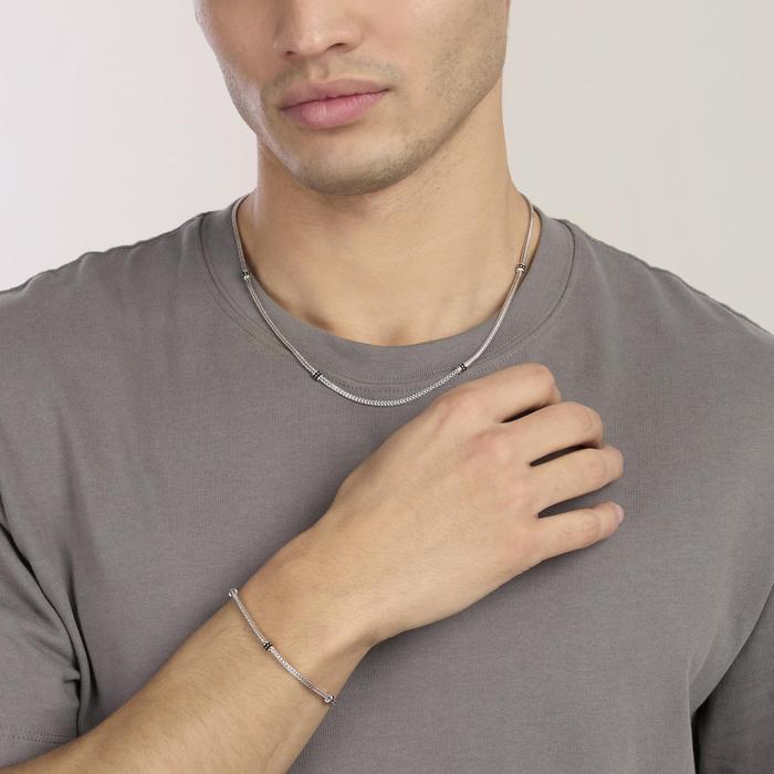 Bracciale in argento con catena foxtail da uomo STREET LIFE