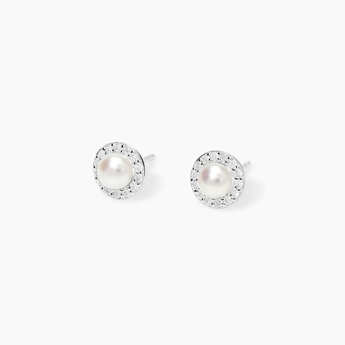 Orecchini con perla coltivata e diamanti lab-grown 0,011 carati MY DIAMOND