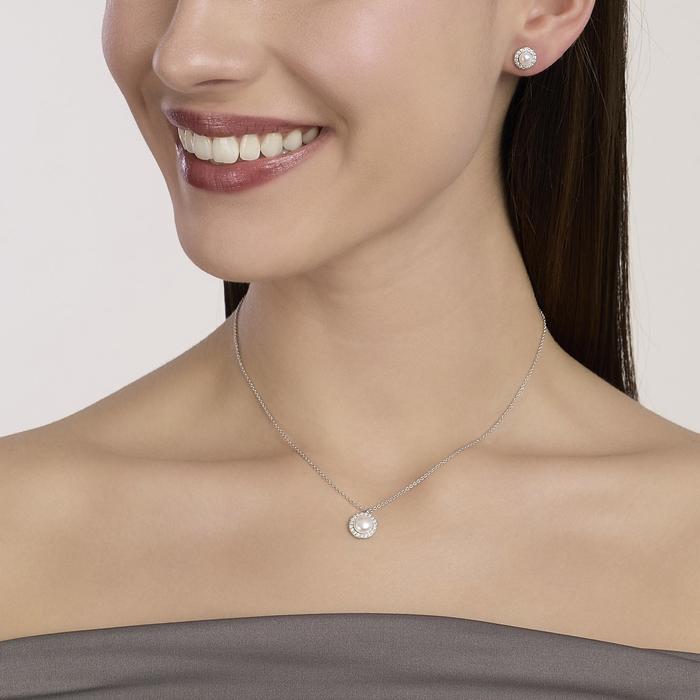 Orecchini con perla coltivata e diamanti lab-grown 0,011 carati MY DIAMOND