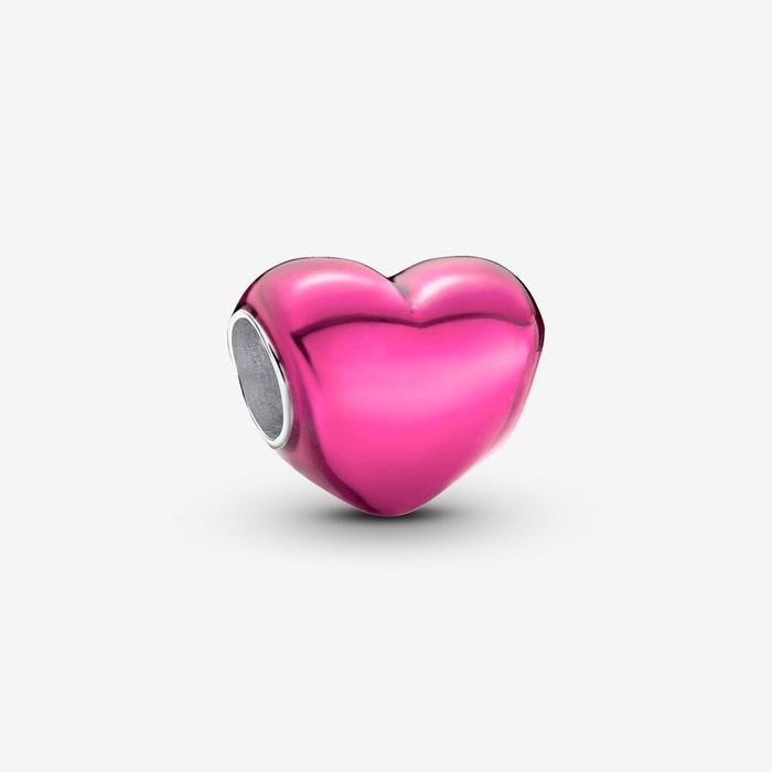 Charm Cuore Metallico Rosa