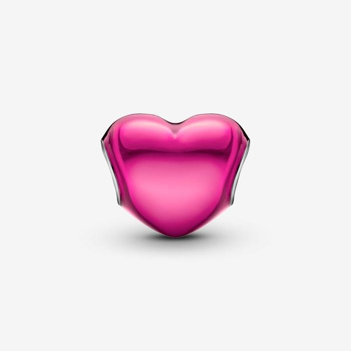 Charm Cuore Metallico Rosa