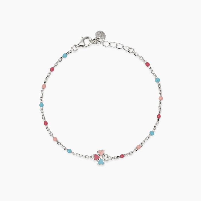 Bracciale multicolor bambina con quadrifoglio CERCAMI