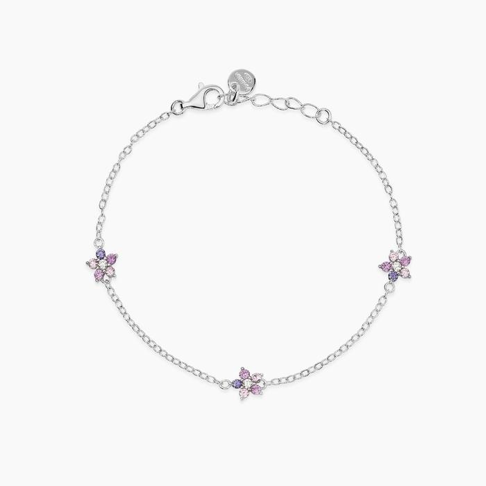Bracciale bambina in argento con fiori rosa FUN FLOWER
