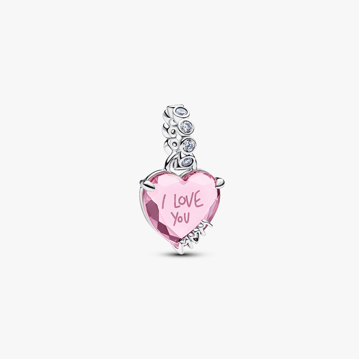 Charm Pendente Cuore Rosa Ti Voglio Bene Mamma