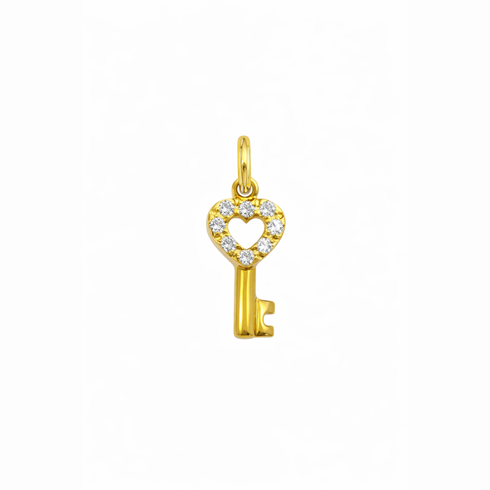 Charm Chiave in Oro e Zirconi