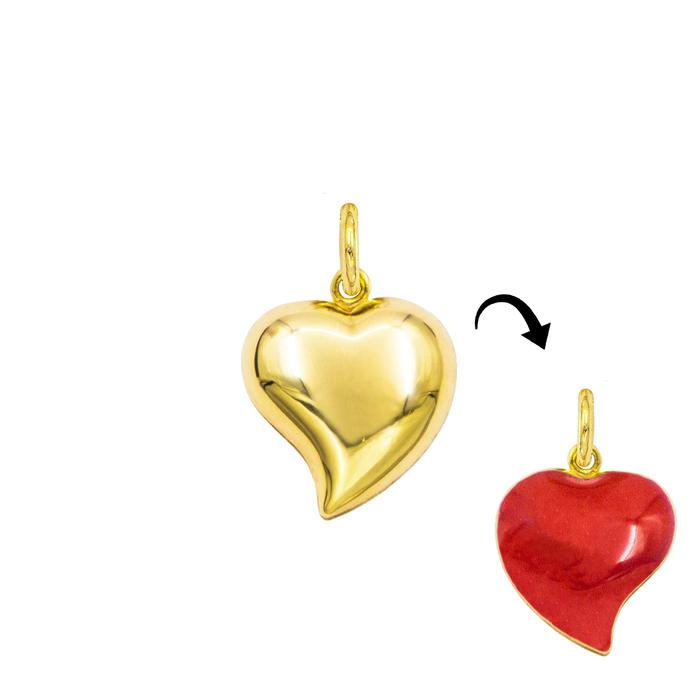 Charm Cuore in Oro e Smalto Rosso