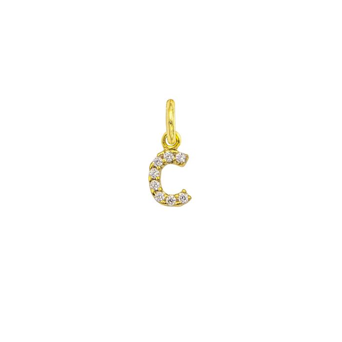 Charm Lettera C in Oro e Zirconi
