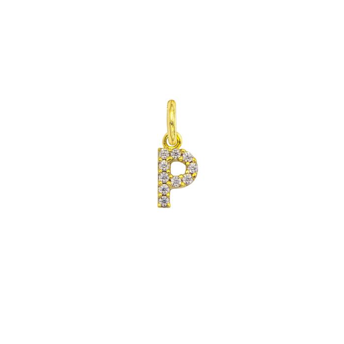 Charm Lettera P in Oro e Zirconi