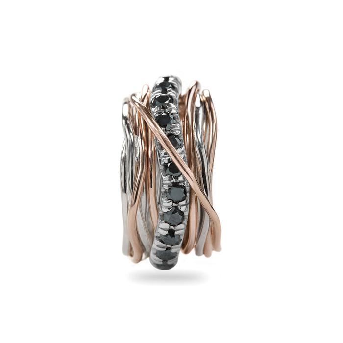 Filodellavita Carato 13 fili in Oro Rosa 9kt, Argento 925 e Diamanti Black