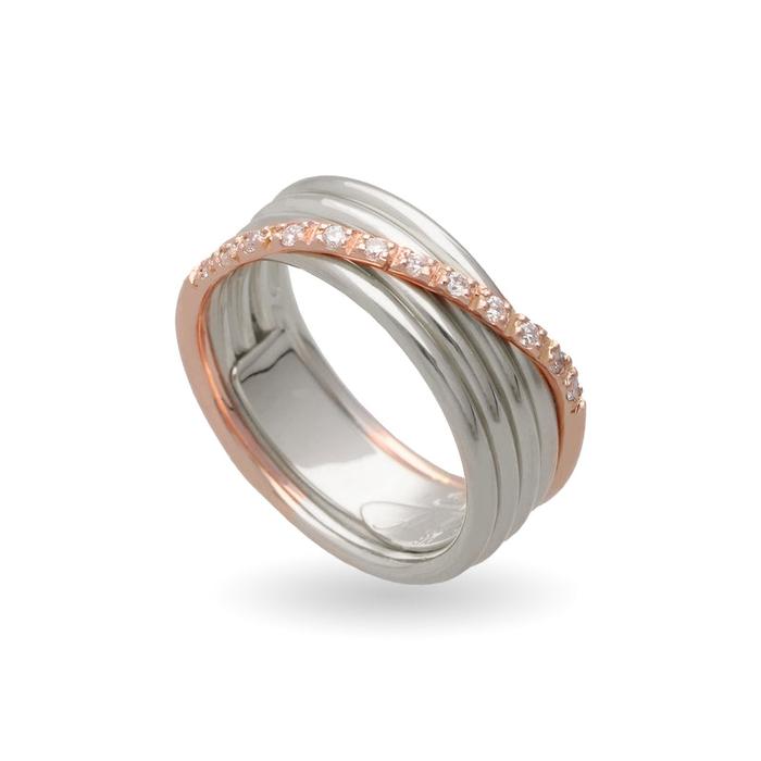 Filodellavita Classic 5 Fili in Oro Rosa Giallo 9kt, Argento 925 e 12 Diamanti Bianchi