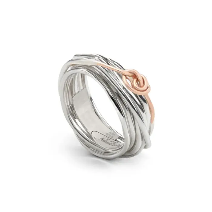 Filodellavita Classic 7 fili in Argento e Nodino Filodamore in Oro Rosa 9kt