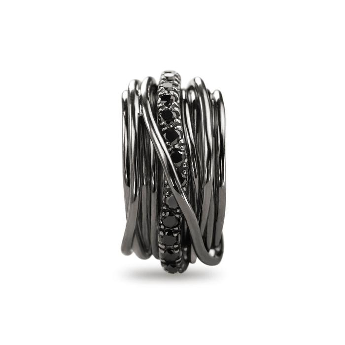 Filodellavita Rock 13 fili in Argento 925 brunito e Diamanti Black