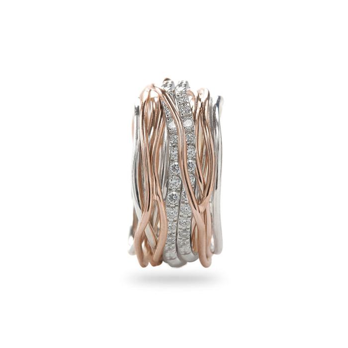 Filodellavita Classic 13 Fili in Argento 950 e Oro Rosa 9kt con doppia riviere di Diamanti Bianchi