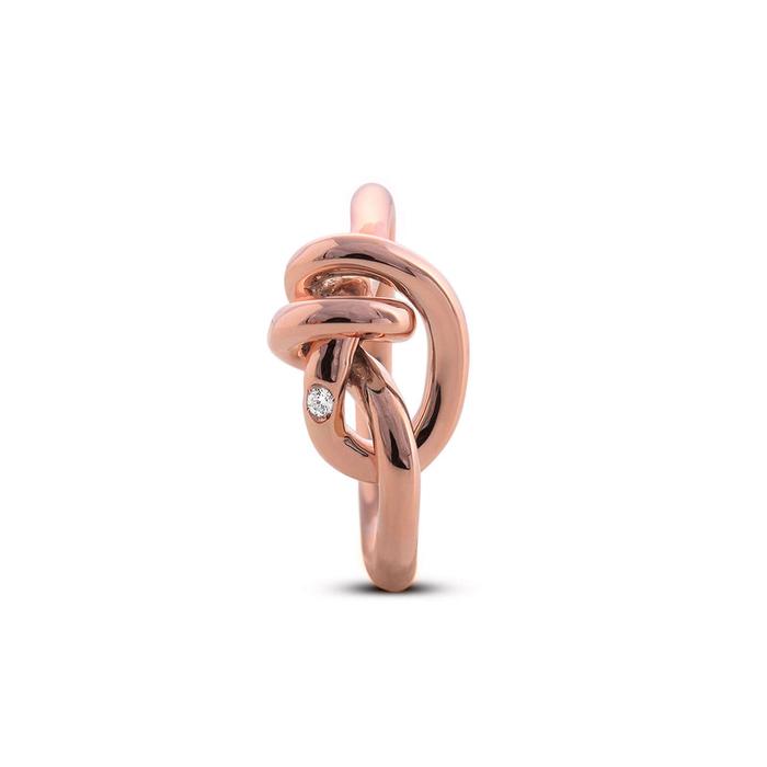 Anello Nodi d'Amore in Oro Rosa 9kt e Diamante Rubino