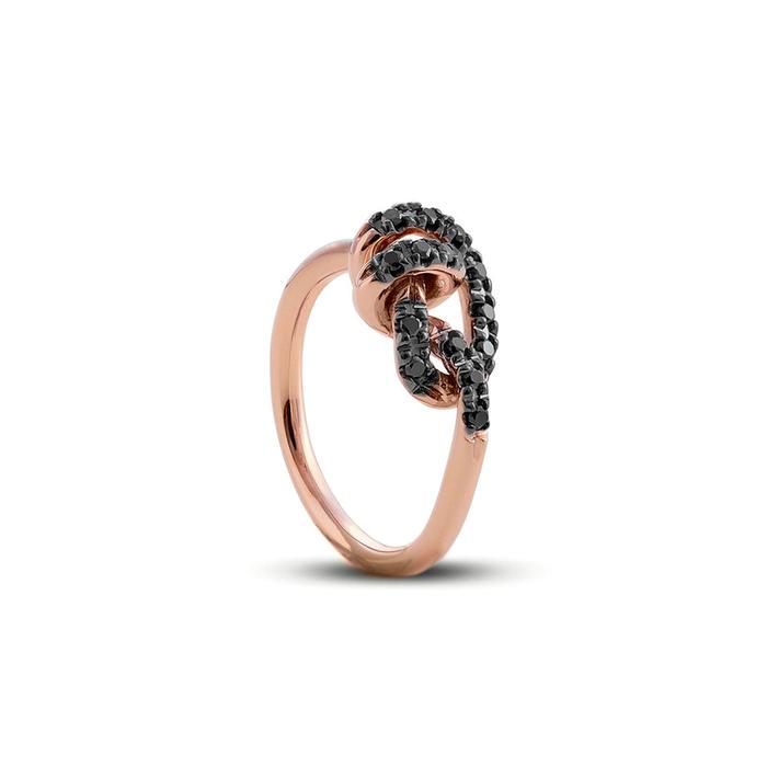 Anello Nodi d'Amore in Oro Rosa 9kt e Diamanti Black Brown