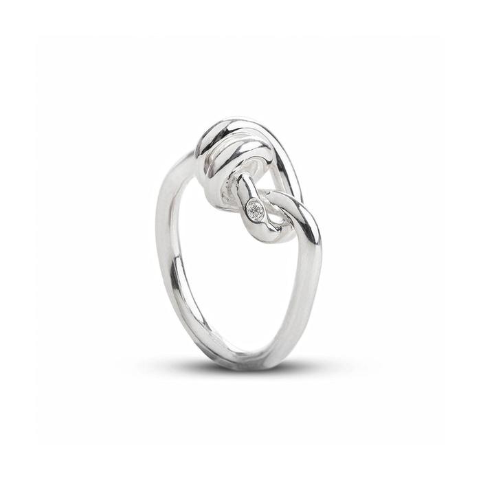 Anello Nodi d'Amore in Argento 925 con Diamante Rubino