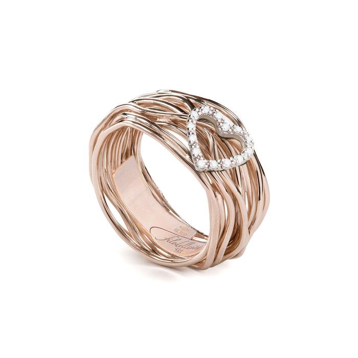 Filodellavita Classic 13 fili in Oro Rosa/Giallo 9kt e cuore di Diamanti bianchi