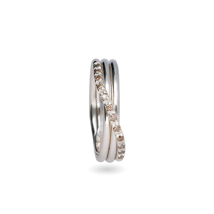 Filodellavita Classic 3 fili in Argento 925 e 12 Diamanti Brown