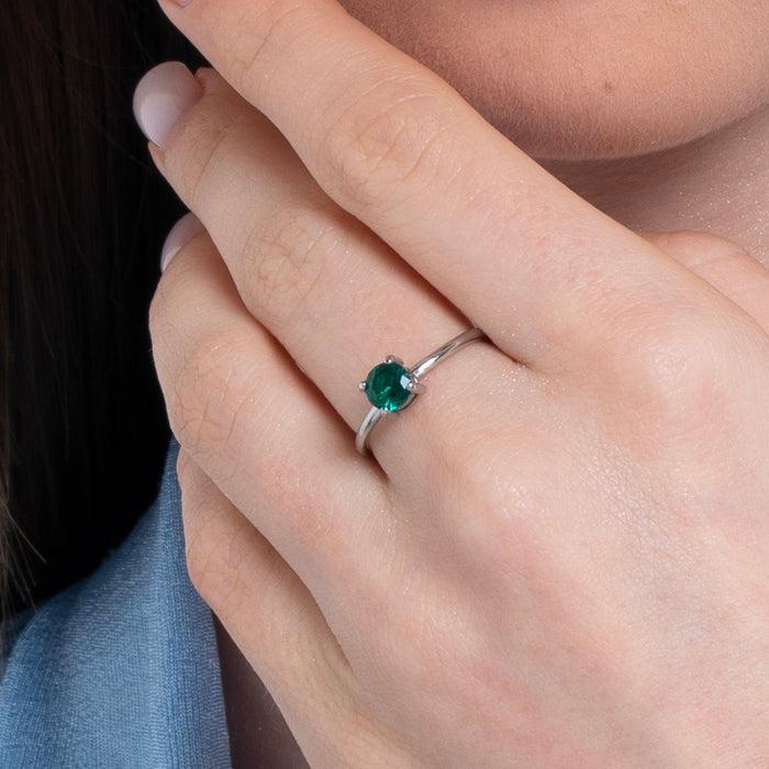 ANELLO DONNA IN ACCIAIO ZIRCONE VERDE