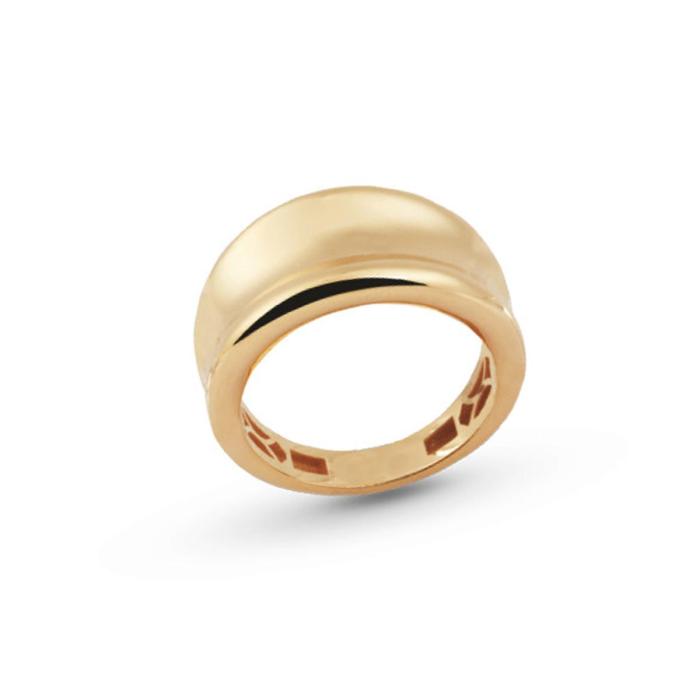 Anello a fascia incavato in oro giallo lucido 18kt