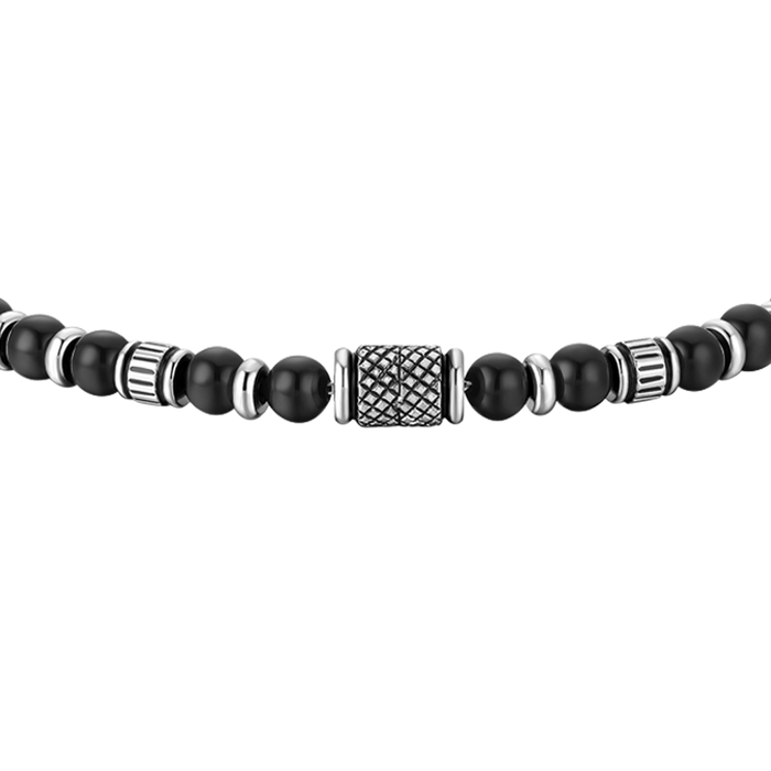BRACCIALE UOMO IN ACCIAIO CON ELEMENTI IN ACCIAIO CON EFFETTO VINTAGE E SFERE