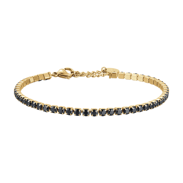 BRACCIALE UOMO IN ACCIAIO IP GOLD CON CRISTALLI NERI