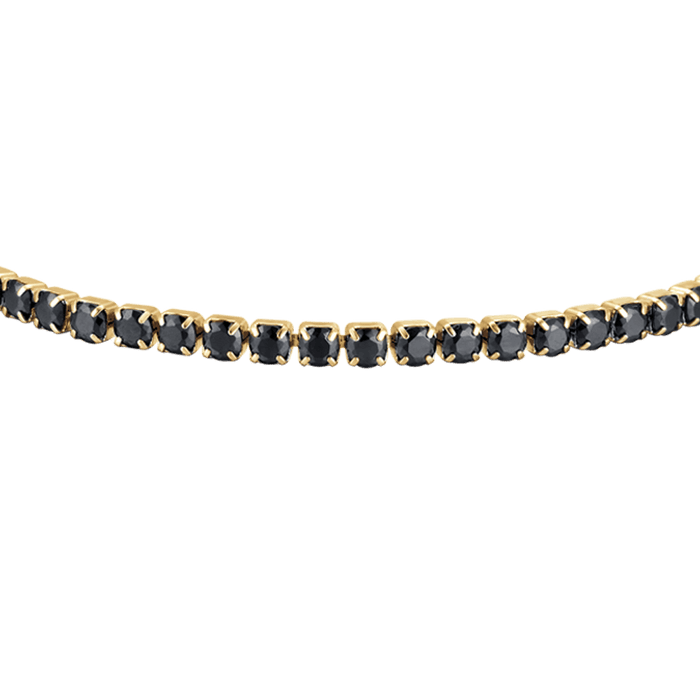 BRACCIALE UOMO IN ACCIAIO IP GOLD CON CRISTALLI NERI