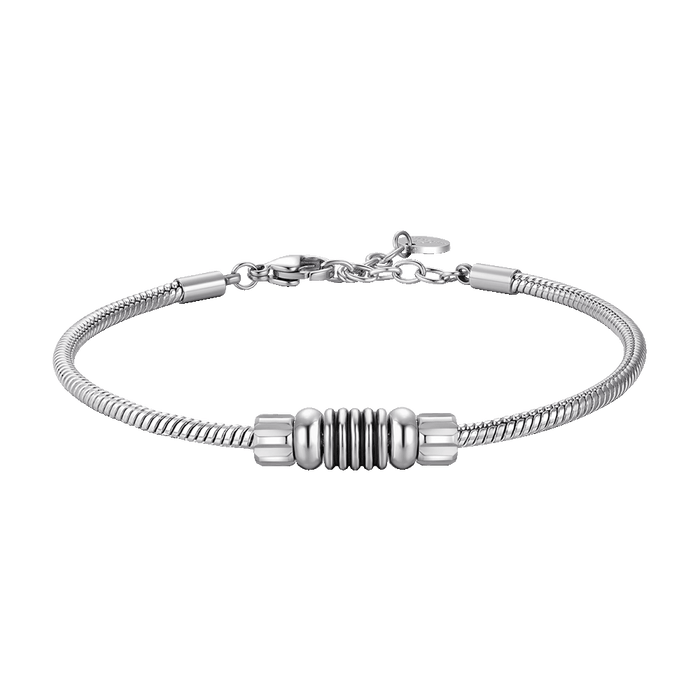 BRACCIALE UOMO IN ACCIAIO CON ELEMENTO CON SMALTO NERO