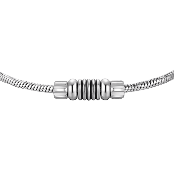 BRACCIALE UOMO IN ACCIAIO CON ELEMENTO CON SMALTO NERO
