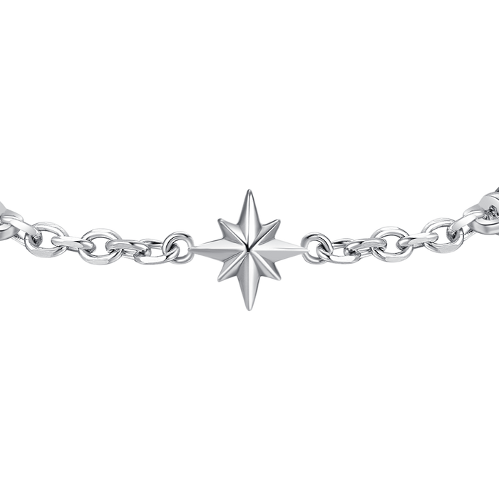 BRACCIALE UOMO IN ACCIAIO CON ROSA DEI VENTI ED ELEMENTI IN IP NERO