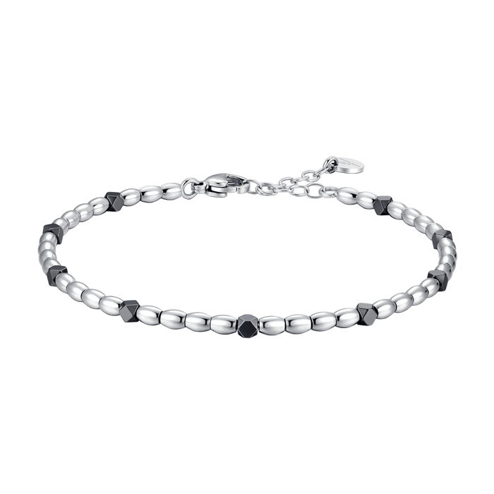 BRACCIALE UOMO IN ACCIAIO CON ELEMENTI IN EMATITE NERA