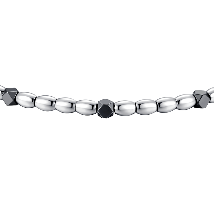 BRACCIALE UOMO IN ACCIAIO CON ELEMENTI IN EMATITE NERA
