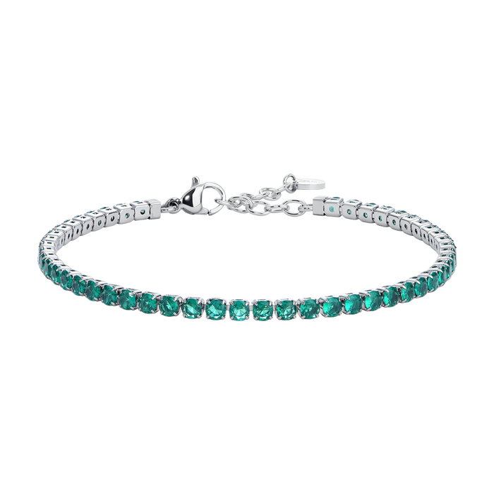 BRACCIALE UOMO IN ACCIAIO CON ZIRCONI VERDI