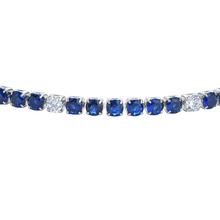 BRACCIALE UOMO IN ACCIAIO CON ZIRCONI BLU E BIANCHI