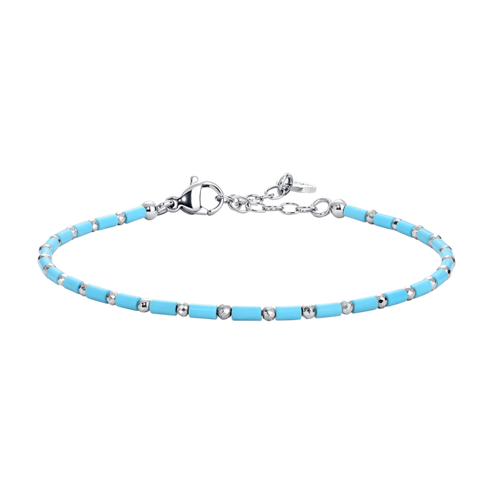 BRACCIALE UOMO IN ACCIAIO CON PIETRE TURCHESU ED EMATITE