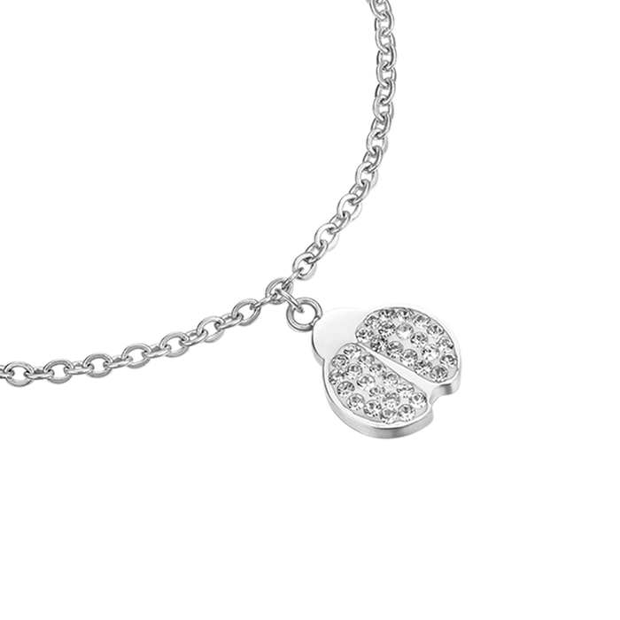 BRACCIALE DONNA IN ACCIAIO CON COCCINELLA E CRISTALLI BIANCHI