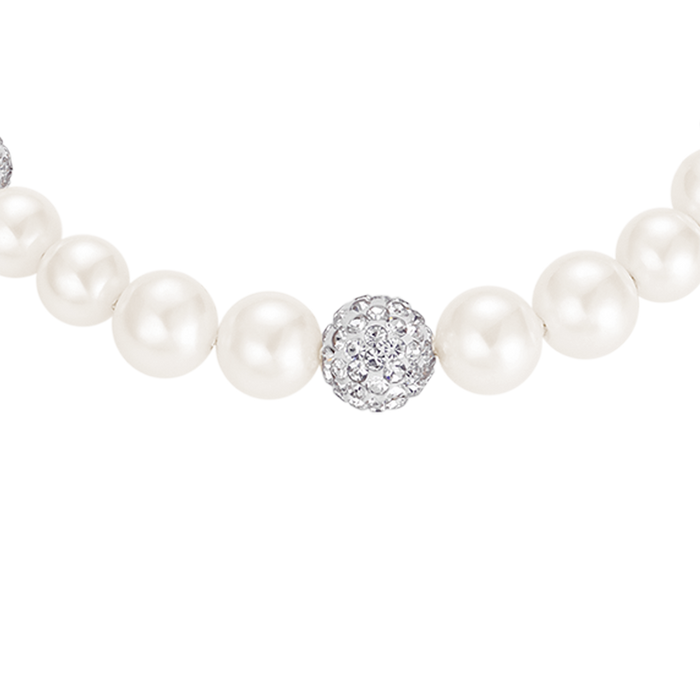 BRACCIALE DONNA DI PERLE CON CRISTALLI BIANCHI