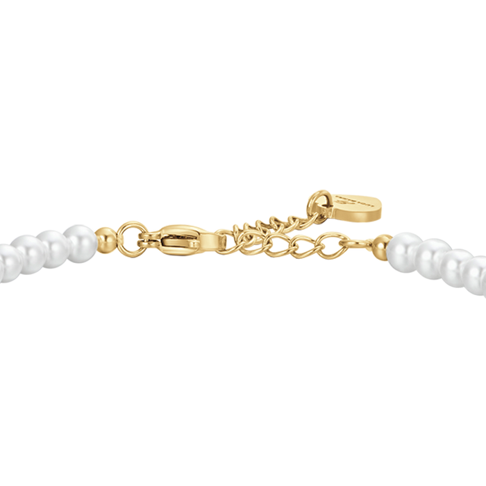 BRACCIALE DONNA IN ACCIAIO IP GOLD PERLE E ROSA