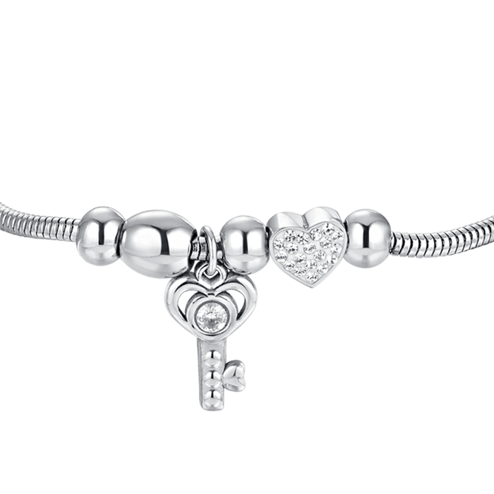 BRACCIALE DONNA IN ACCIAIO CHIAVE E CRISTALLI