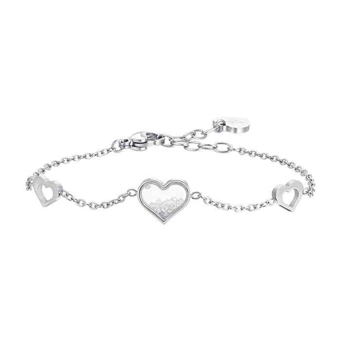 BRACCIALE DONNA IN ACCIAIO CUORI E ZIRCONI