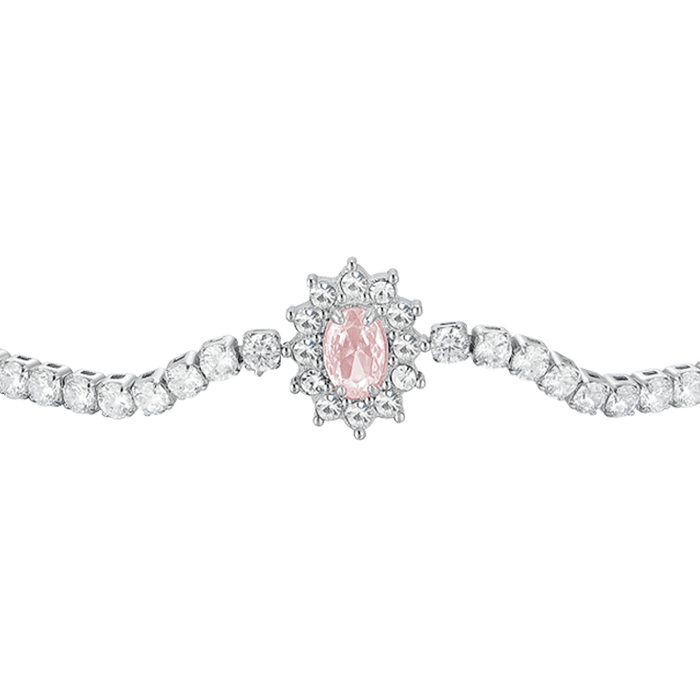 BRACCIALE TENNIS DONNA N ACCIAIO CRISTALLI E ZIRCONE ROSA