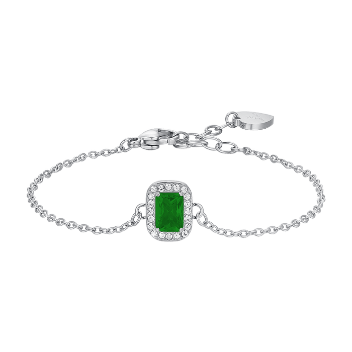 BRACCIALE DONNA IN ACCIAIO CRISTALLI E ZIRCONE VERDE