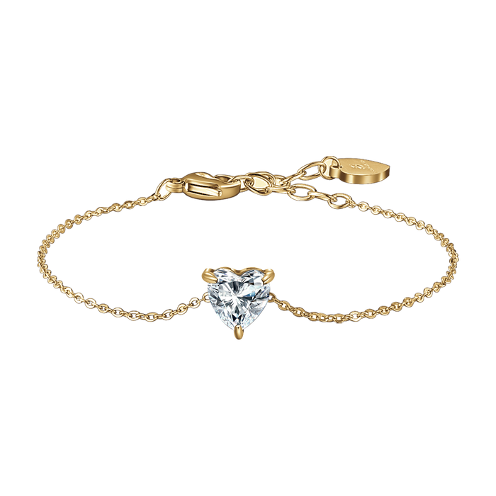 BRACCIALE DONNA IN ACCIAIO E IP GOLD CON CUORE CRISTALLO BIANCO