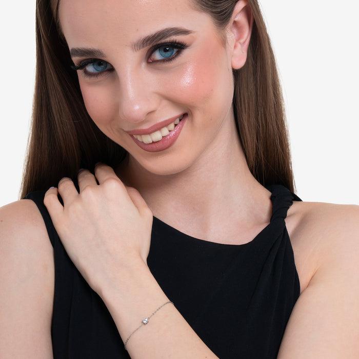 BRACCIALE DONNA IN ACCIAIO CON CRISTALLO BIANCO